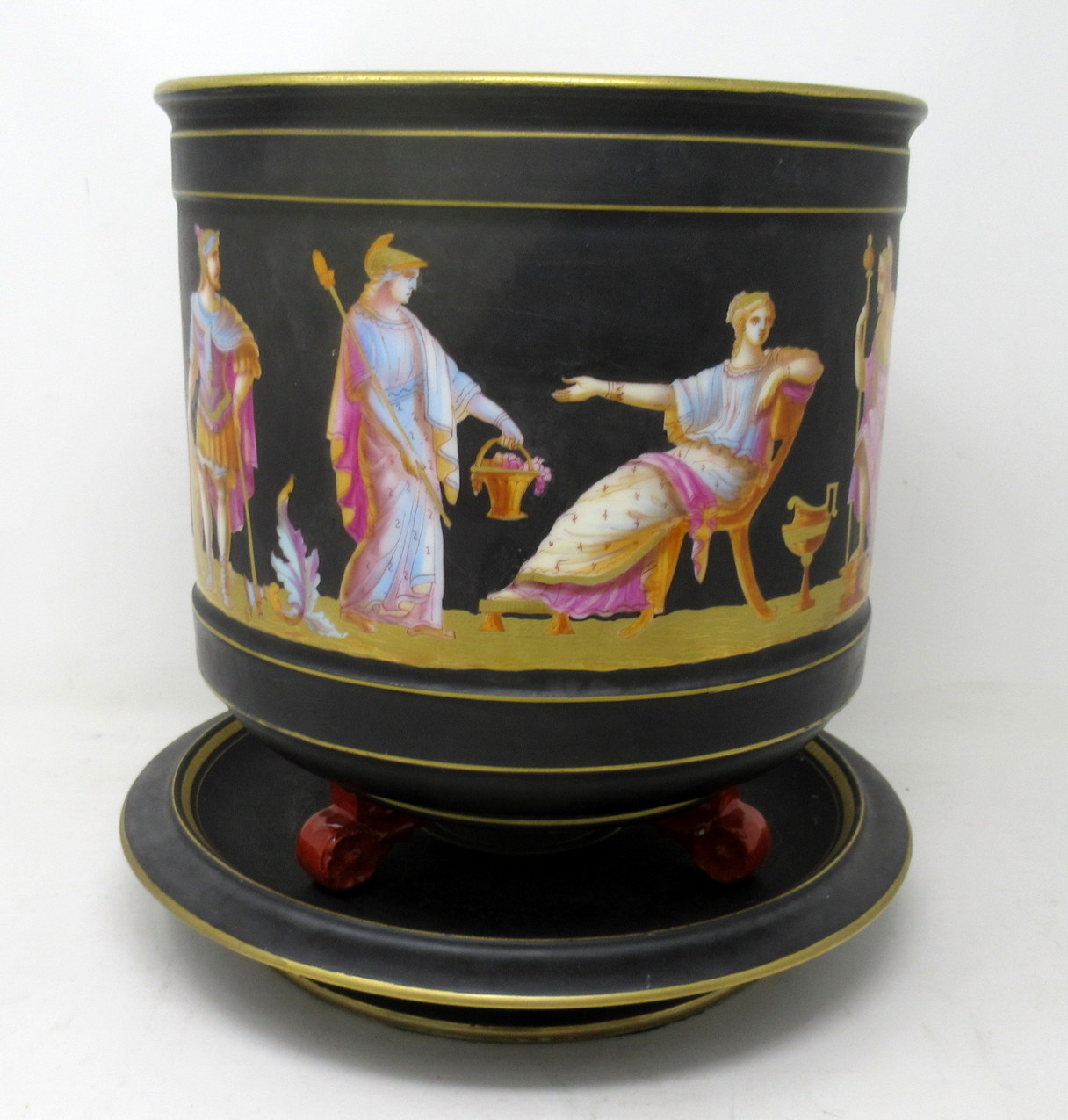 228 Sold Antique Pair Sevres Paris Porcelain Jardinières Centerpieces Greek Gods Zeus Athena - Image 4