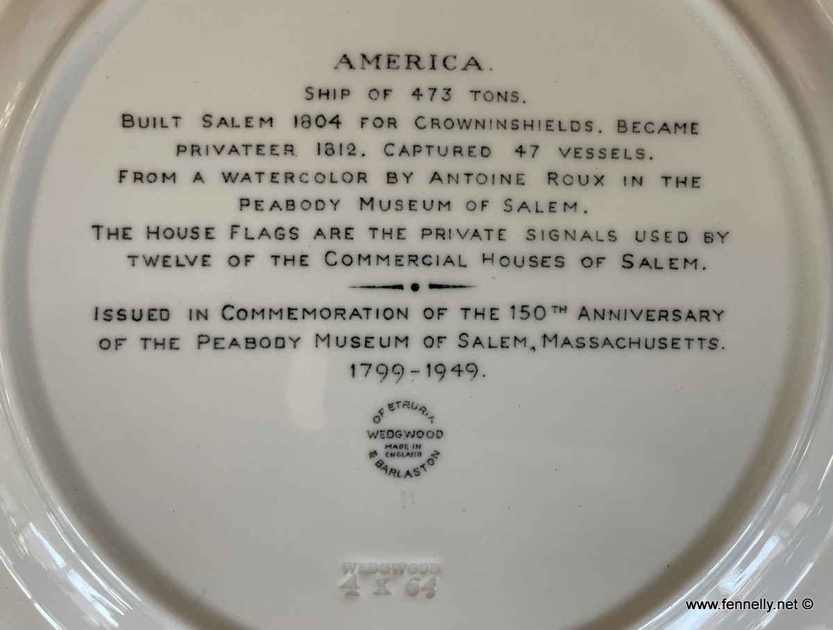 469 Set of 6 Wedgwood Plates - 150th anniversary of the Peabody Essex Museum in Salem - Image 8