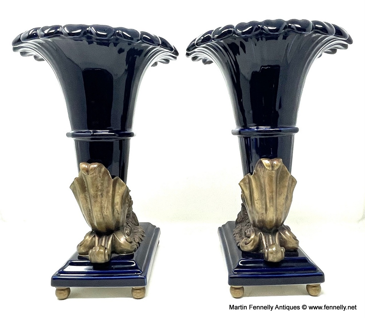 049 Superb Pair of Porcelain and Gilt Bronze Cornucopia - Italian - Image 5