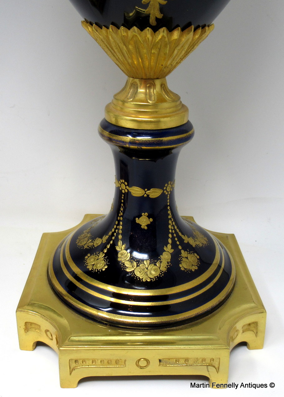 764 Sold Stunning VERY LARGE Pair French Sevres Hand Painted Porcelain Ormolu Lamps 19th Ct - Image 4