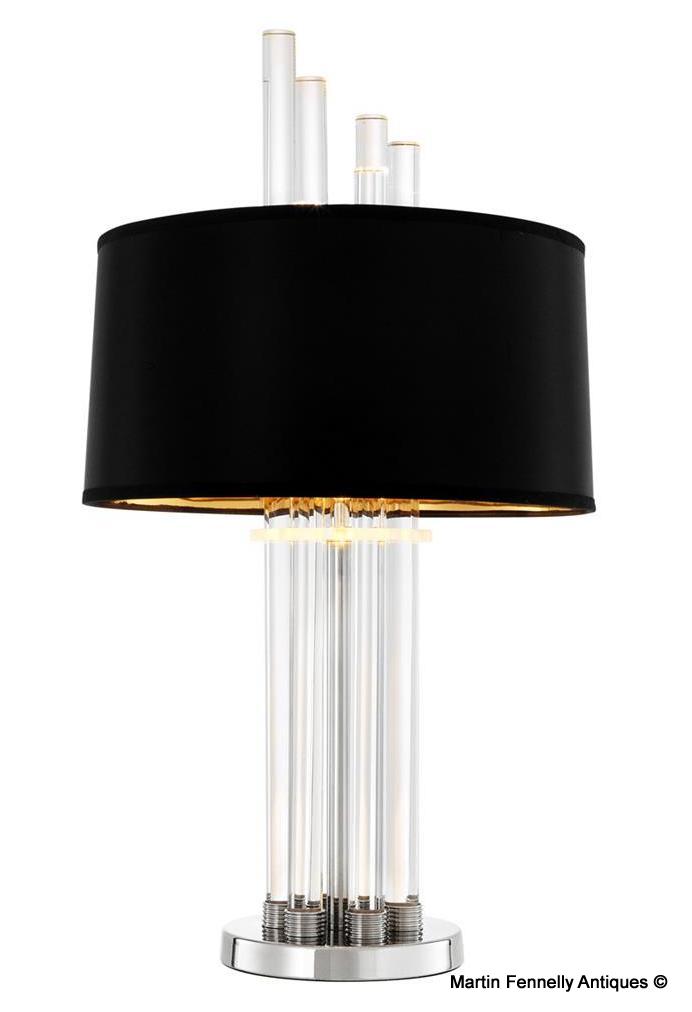 M062 Pair of Modern Design Nickel and Glass Tables Lamps - Image 2