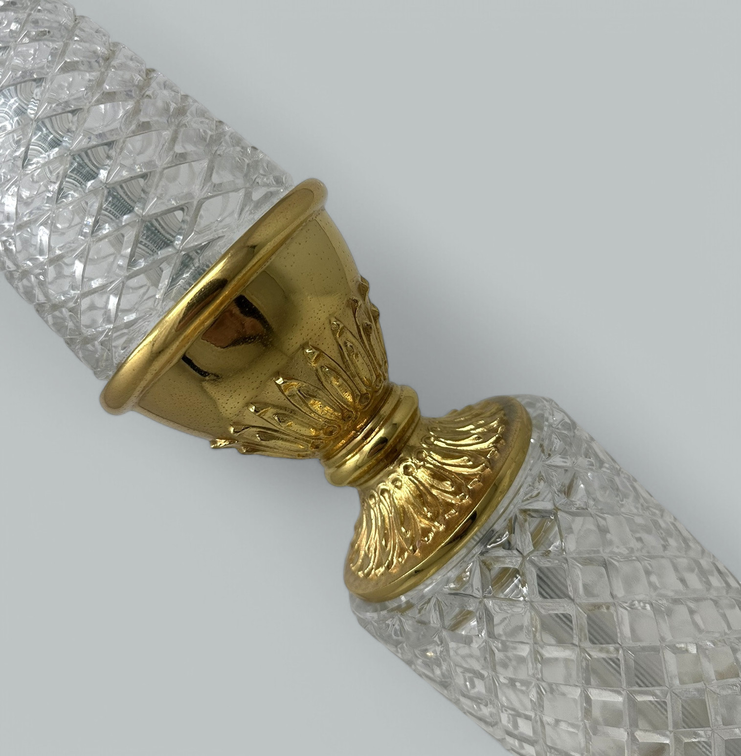 377 Sold Antique Pair French Doré Bronze Neoclassical Ormolu Gilt Baccarat Crystal Lamps - Image 6