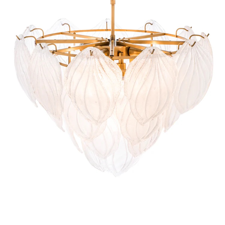 021 Novida Chandelier - Large Brass and Frosted Glass Petals - Image 3