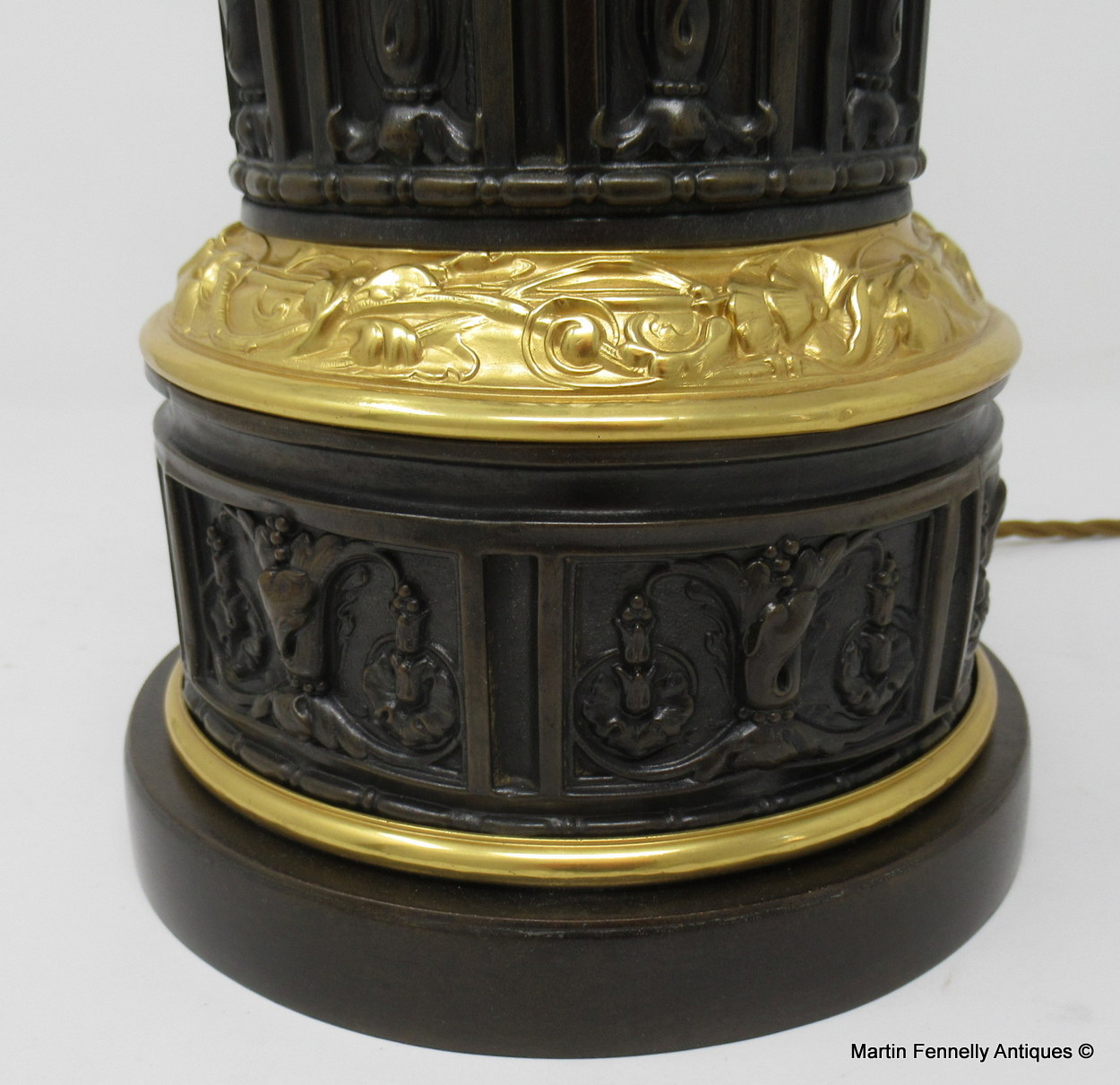 440 Sold Pair French Patinated Bronze Electric Table Lamps Ormolu Mounts 19thCt - Image 4