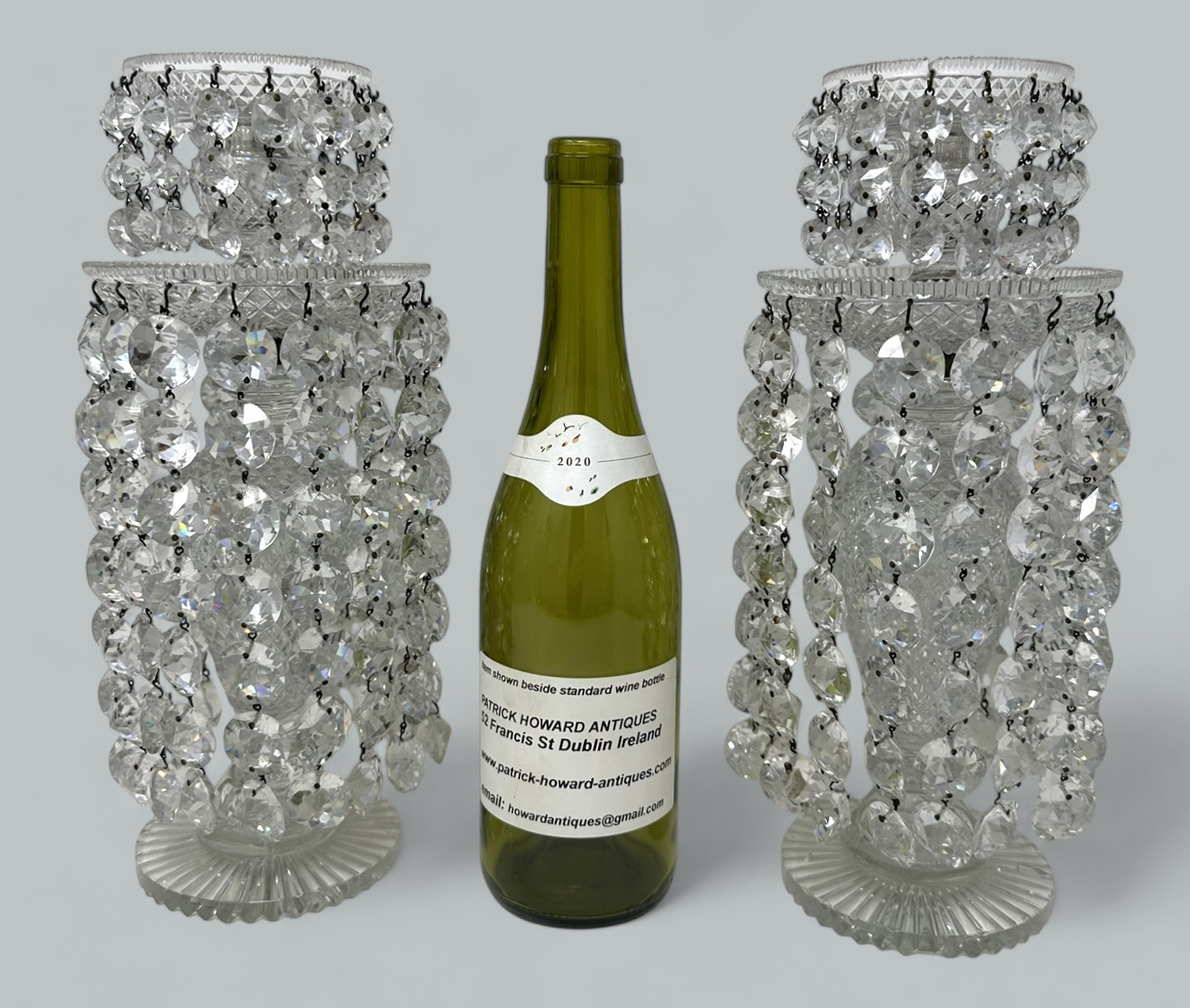 798 Sold Antique Pair English Regency Candlesticks Crystal Glass Lusters Atrb John Blades - Image 6