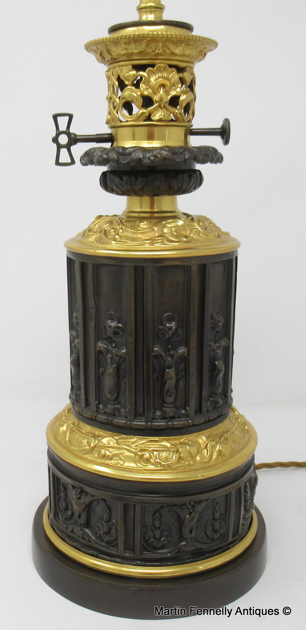 440 Sold Pair French Patinated Bronze Electric Table Lamps Ormolu Mounts 19thCt - Image 2