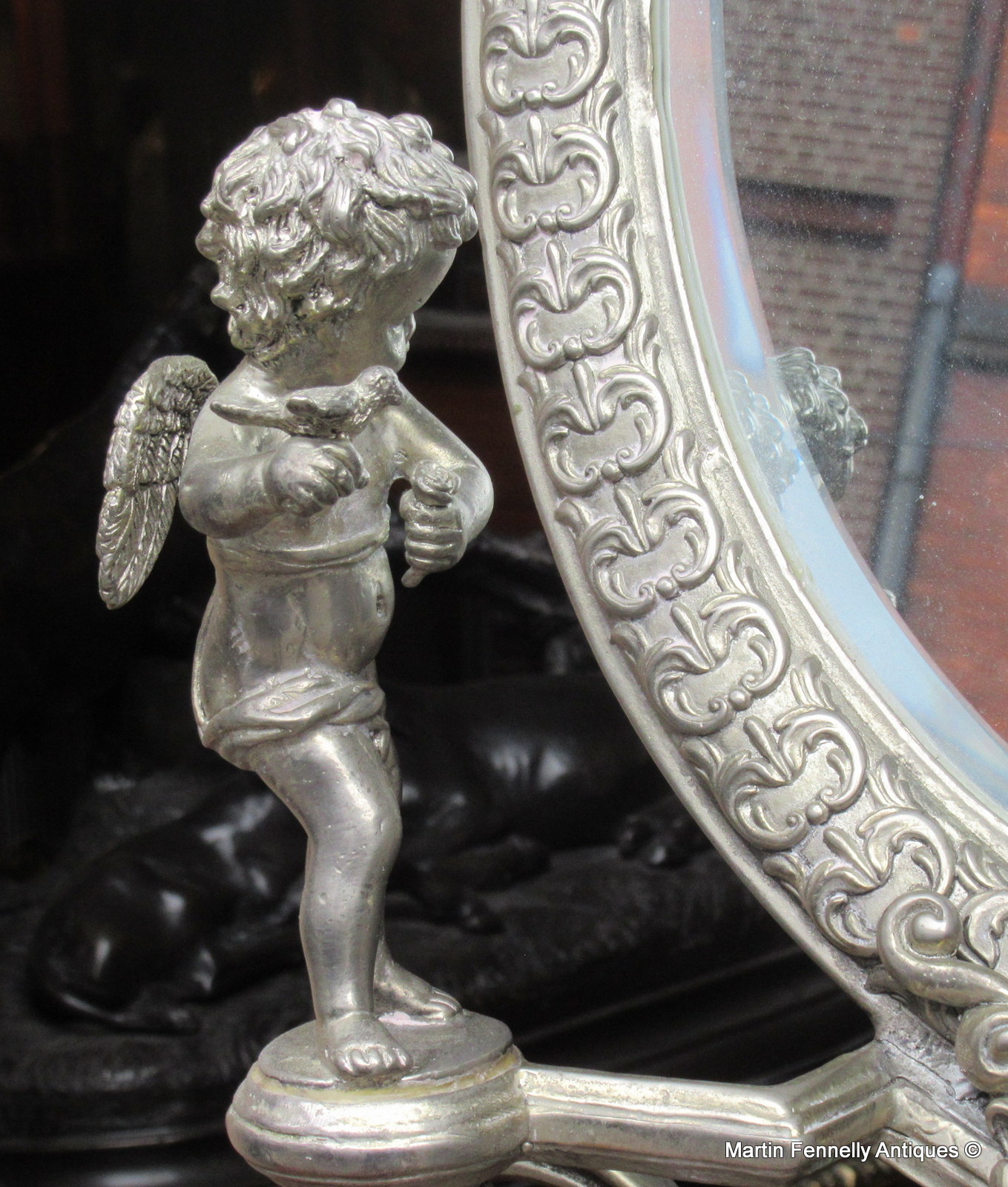 948 Superb French Cherubic Themed French Dressing Table Mirror Circa 1890 - Image 5