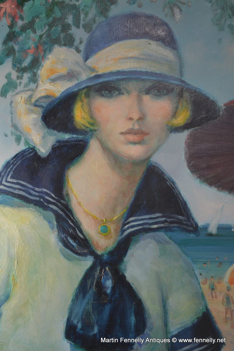 817 Sold Francois Batet (1921-2015) Two Sisters Oil on Canvas - Image 4