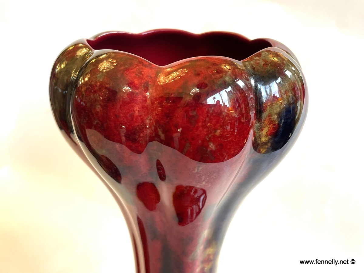 343 Sold Antique Pair English Porcelain Royal Doulton Ceramic Art Deco Flambe Vases Urns - Image 5