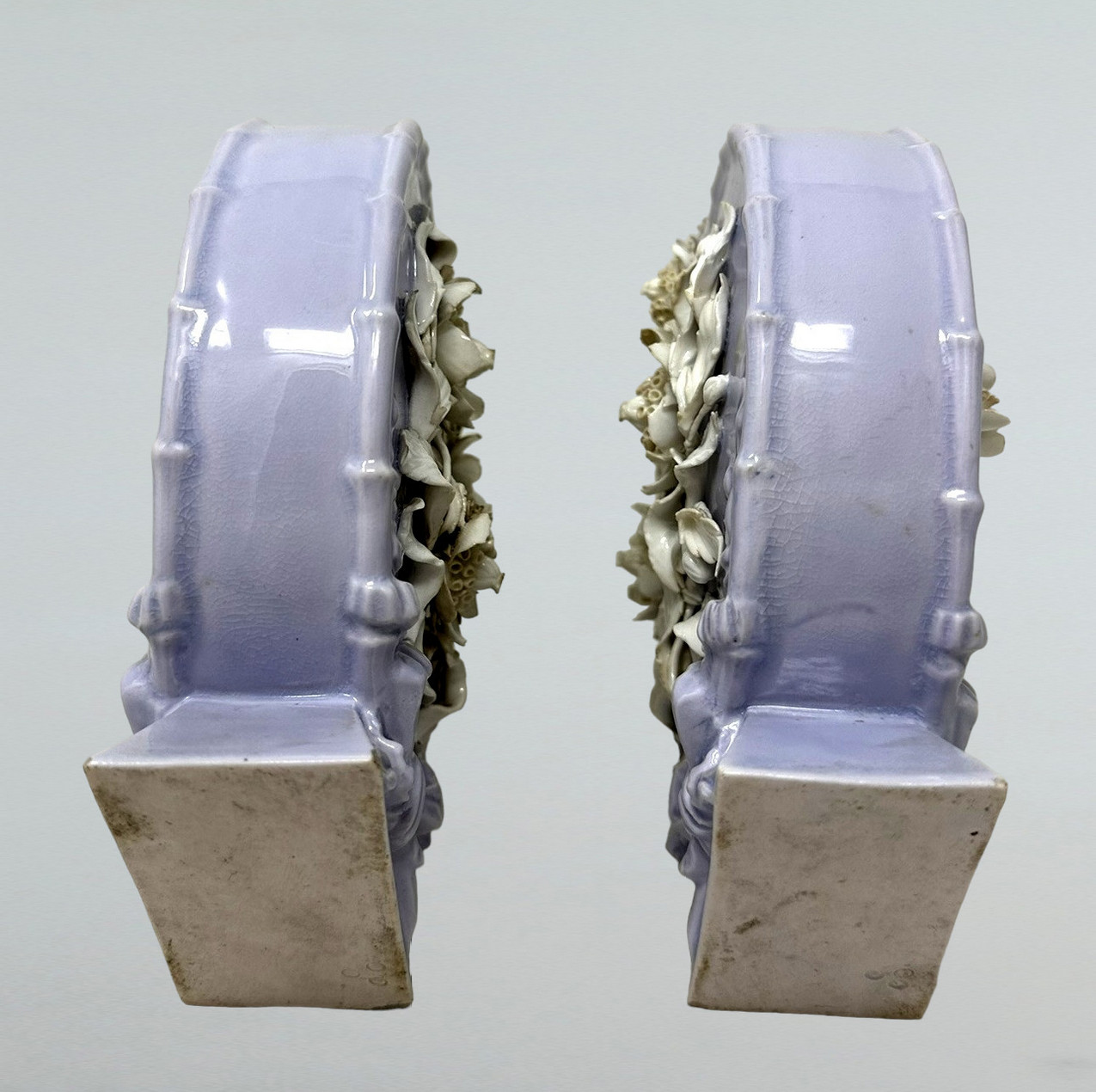 479 Sold Antique Pair French Victorian Porcelain Urns Vases Moon Flasks 19thCt - Image 5