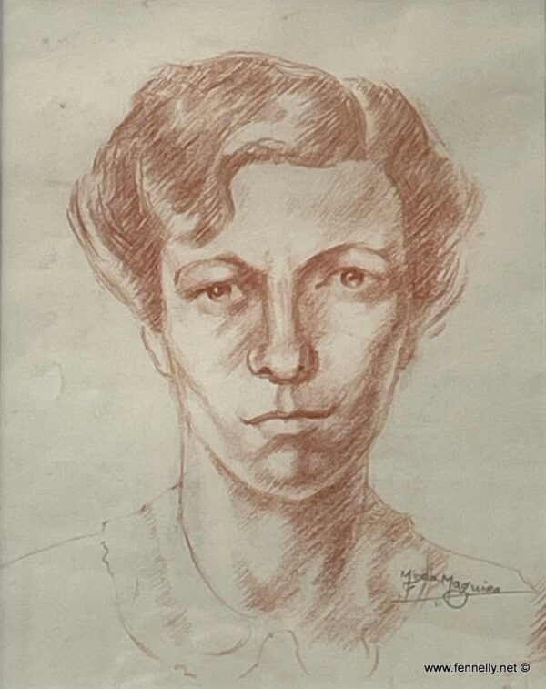 414 Head of a Girl - Sepia Chalk - Myra Maguire