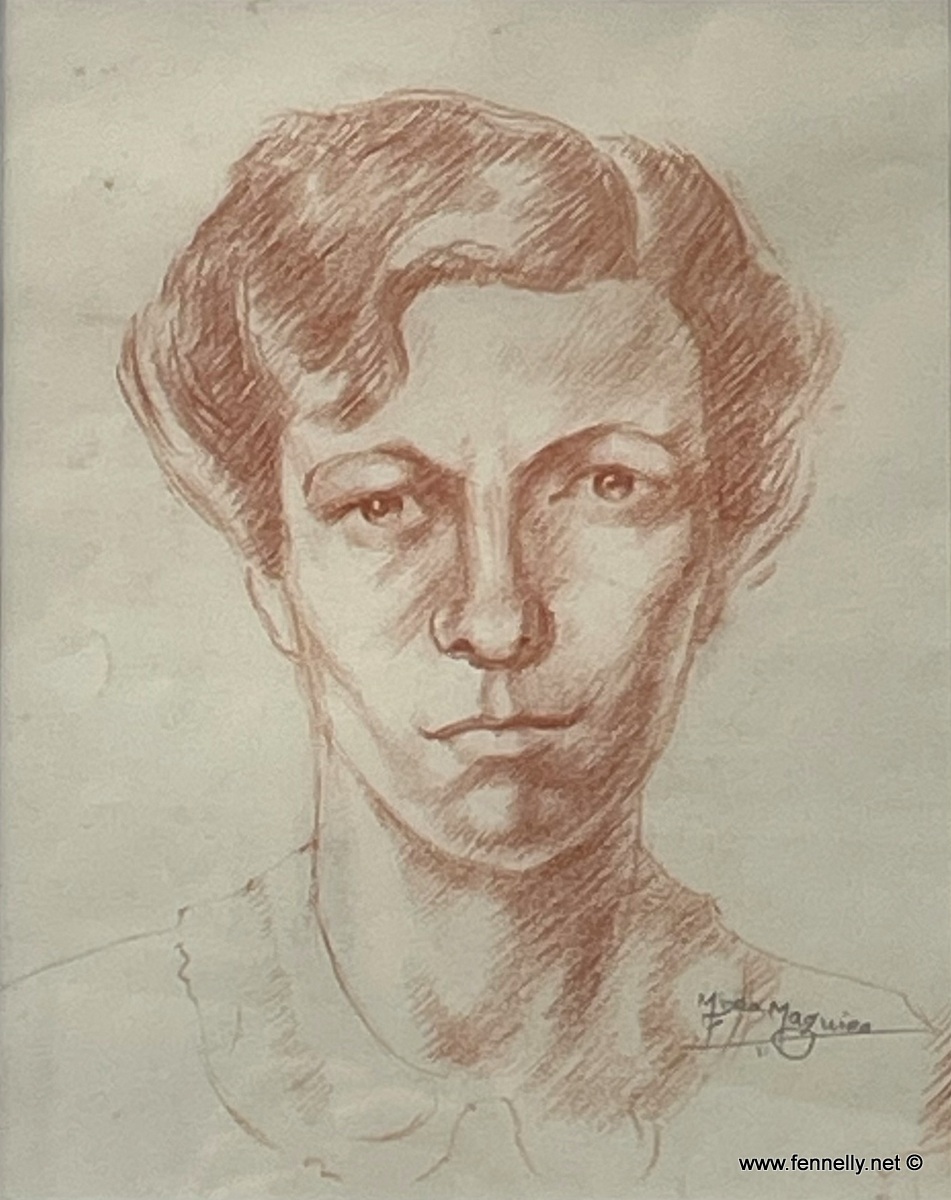 414 Head of a Girl - Sepia Chalk - Myra Maguire