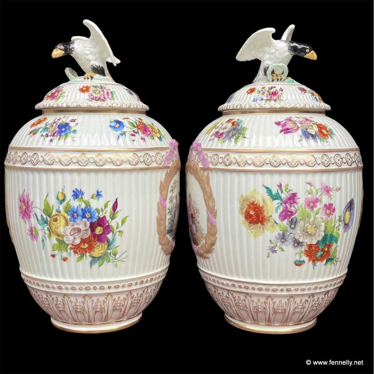 542 Pair of Royal Porcelain Factory Berlin KPM Large Urn Jars Circa 1840 - Image 3