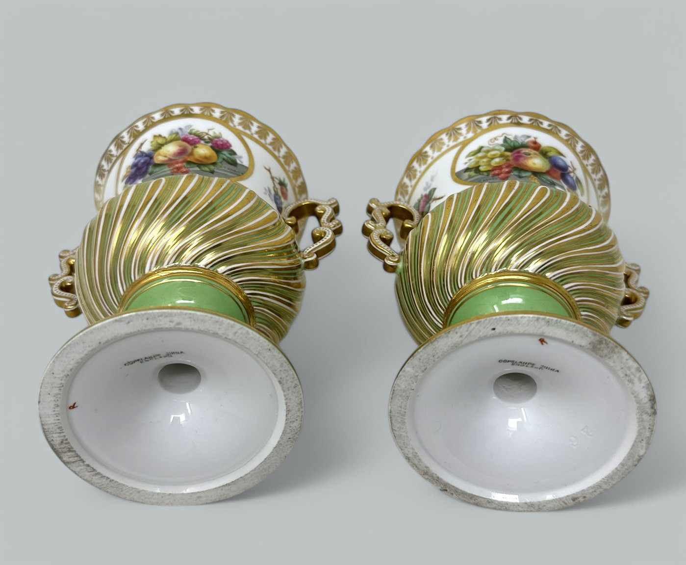 052 Sold Antique English Pair Frederick Adams Copeland Urns Vases Centerpieces Still Life - Image 6