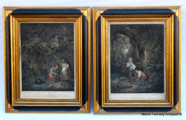 191 Pair Hand Coloured Stipple Engravings - Original by G Morland 1799