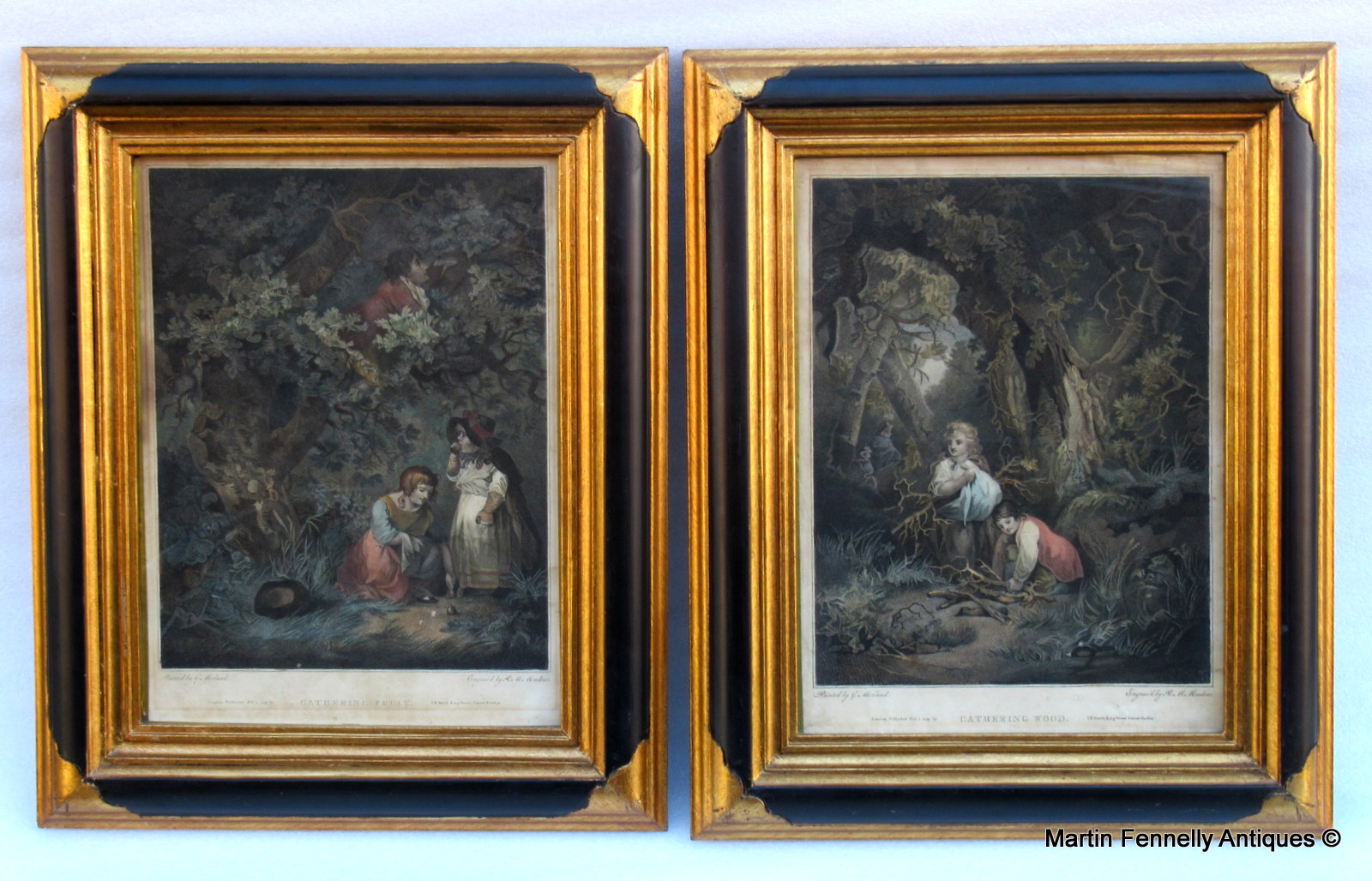 191 Pair Hand Coloured Stipple Engravings - Original by G Morland 1799