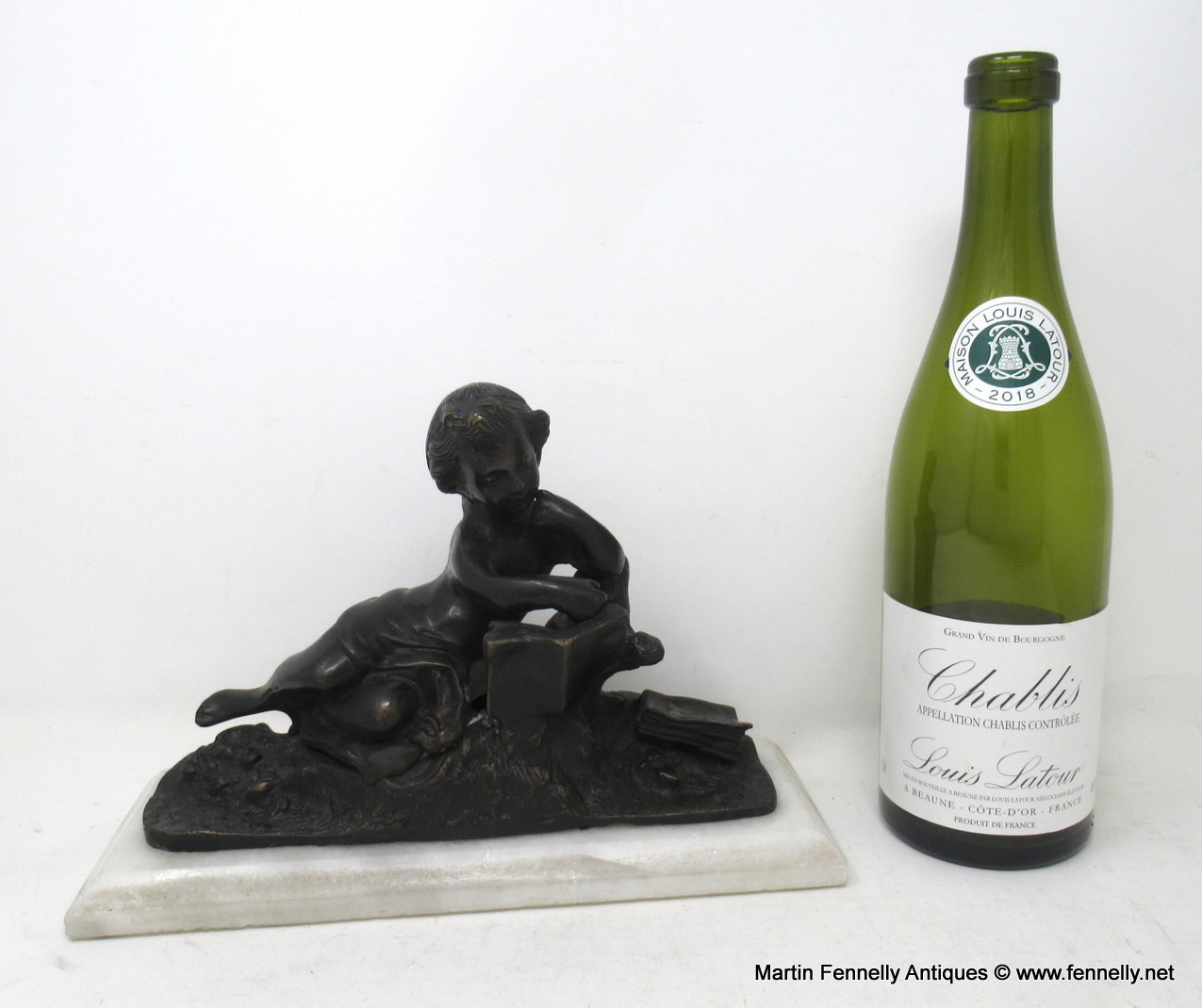 783 Antique Pair French Grand Tour Bronze Marble Cherubs Figures Putti Bookends - Image 6