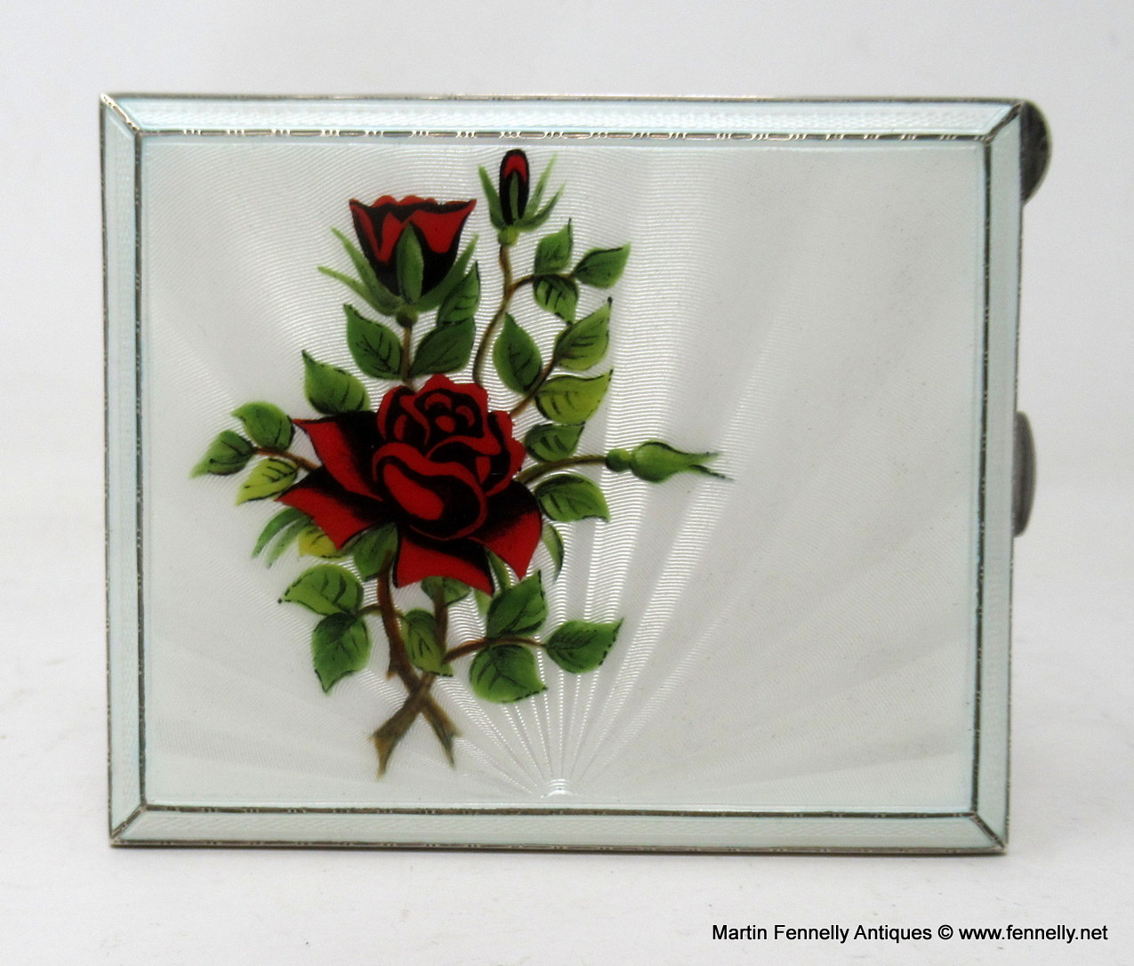 507 Antique Vintage Mid Century Sterling Silver Gilt Enameled Guilloche Card Case - Image 2