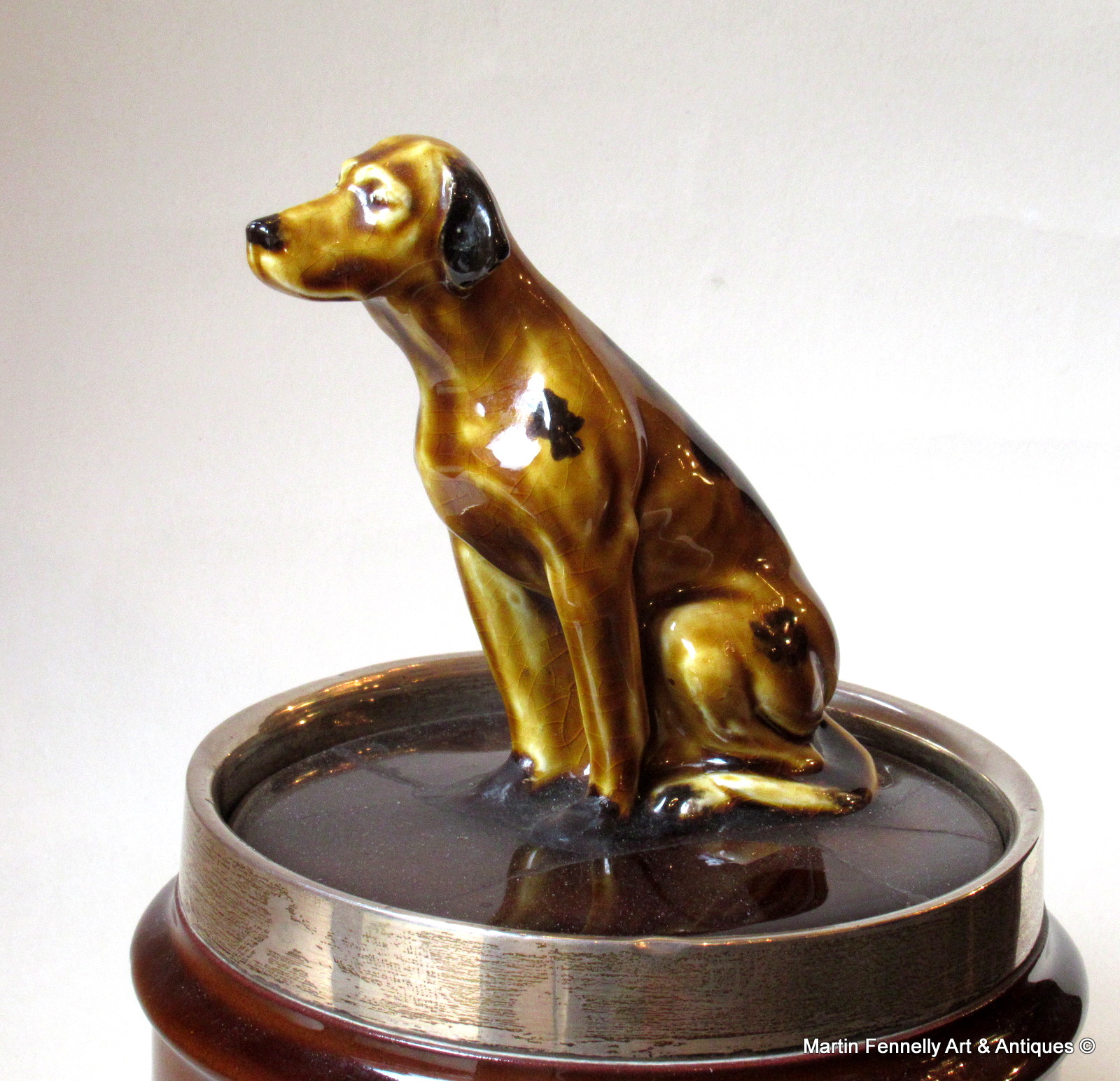 962 Sold Rare Royal Doulton Lidded Tobacco Jar - Silver Collar - 1911 - Image 3