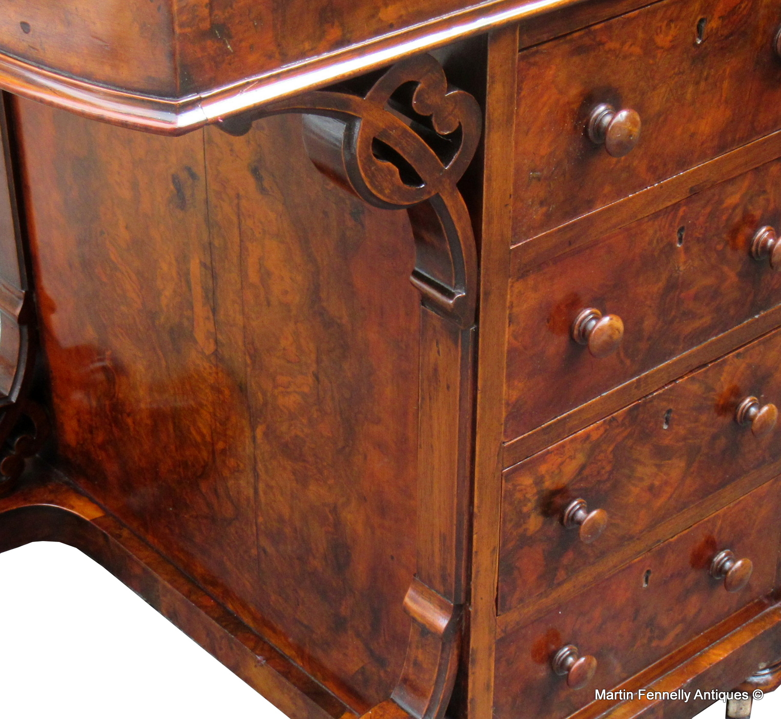 598 Sold Superb Circassian Walnut Davenport - English - Circa 1850 - Image 4