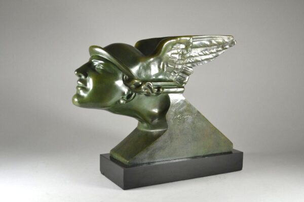 638 Sold Rare Art Deco Bronze - Alberto Bazzoni - Circa 1930 'Hermes'