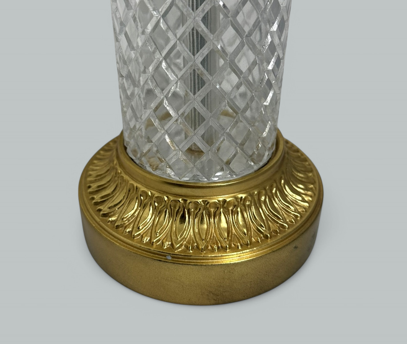 377 Sold Antique Pair French Doré Bronze Neoclassical Ormolu Gilt Baccarat Crystal Lamps - Image 2