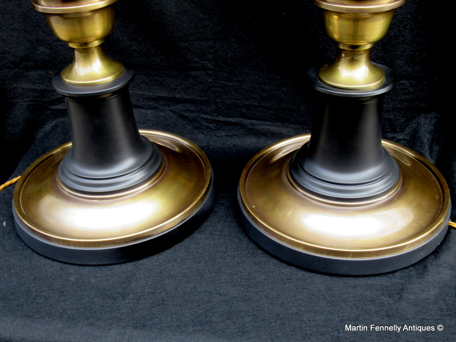 683 Pair Mid Century Turned Brass Italian Lamps - Circa 1960 - Image 3