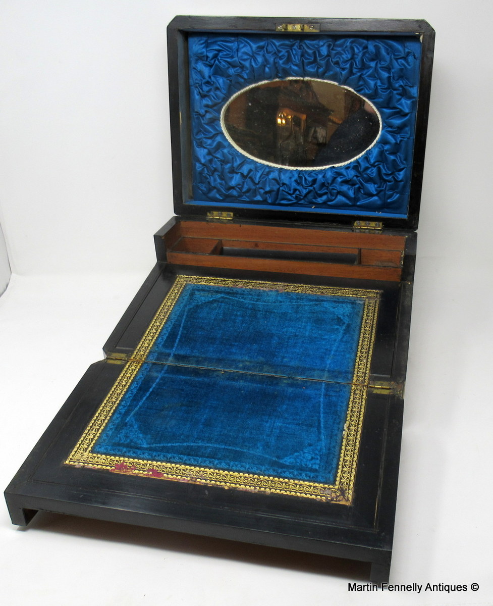 306 Sold English Ladies Work Casket and Writing Slope - Circa 1860 - Walnut - Image 4