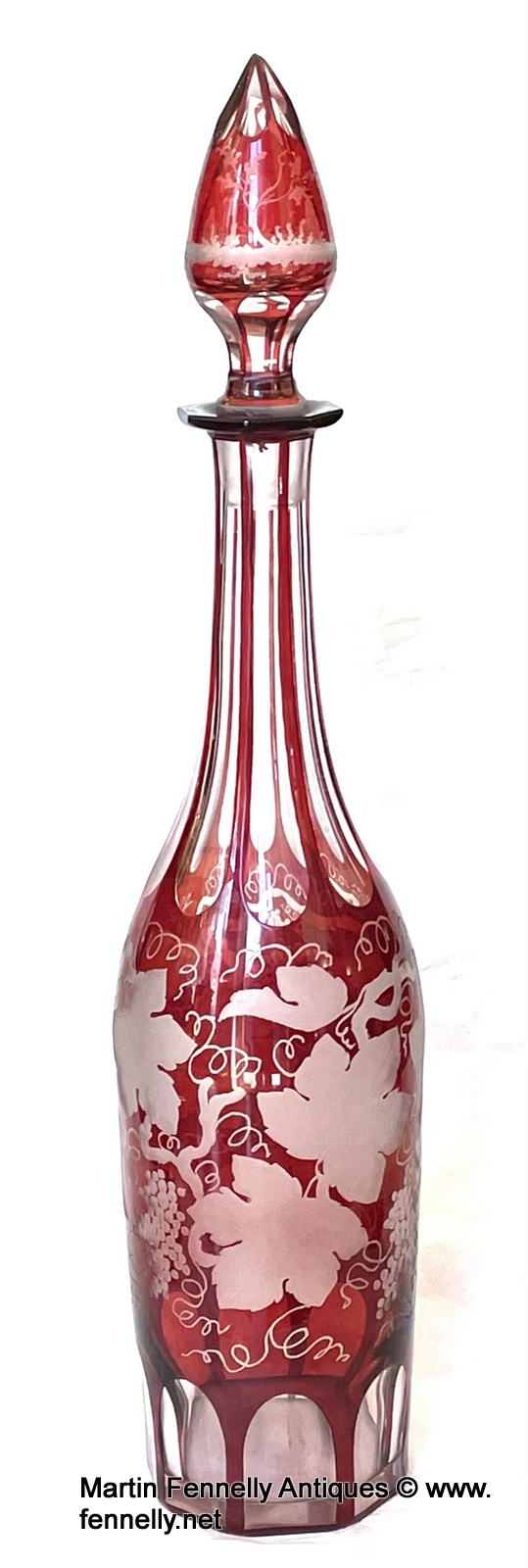 815 Antique Bohemian Chech Ruby Cranberry Glass Decanter Pair Goblets Vases Egermann - Image 3