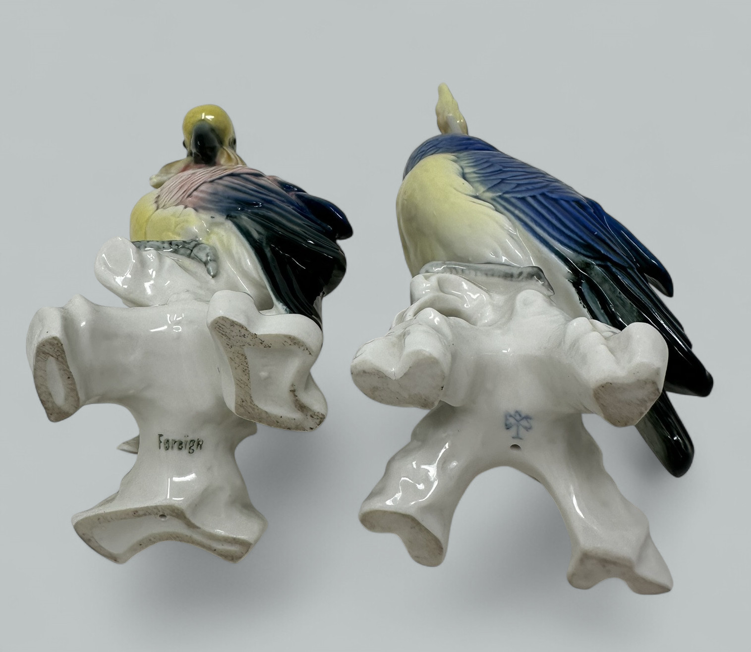 435 Pair Antique German Porcelain Birds Parakeets - Cockatoo Karl Ens - Image 6