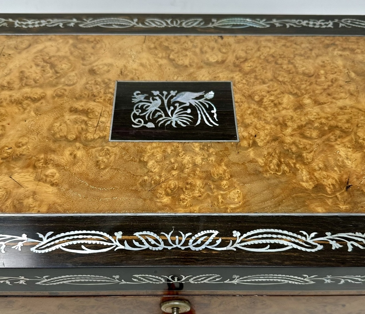 914 Sold Inlaid Burl Amboyna Coromandel Desk Wooden Writing Slope Box 19Ct - Image 3