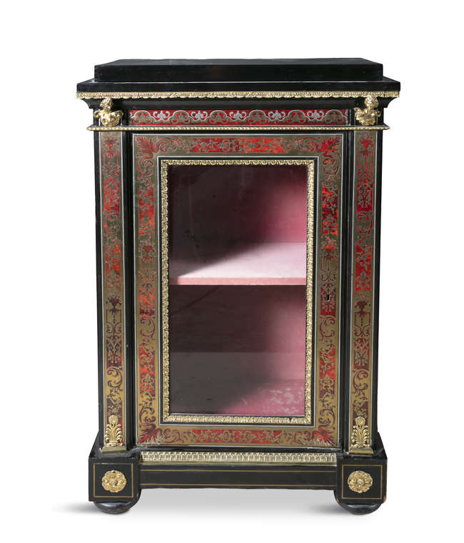 316 Antique Pair French Boulle Marquetry Pier Cabinets 19 Ct - Image 4