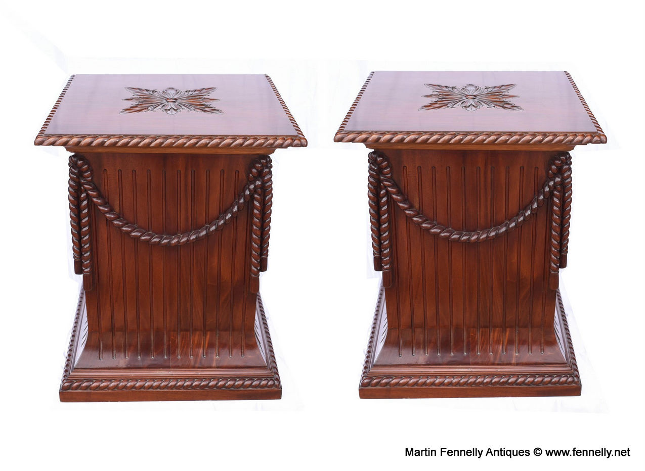 934 Pair Regency Pedestal Mahogany Stands - Classical Columns - Image 2