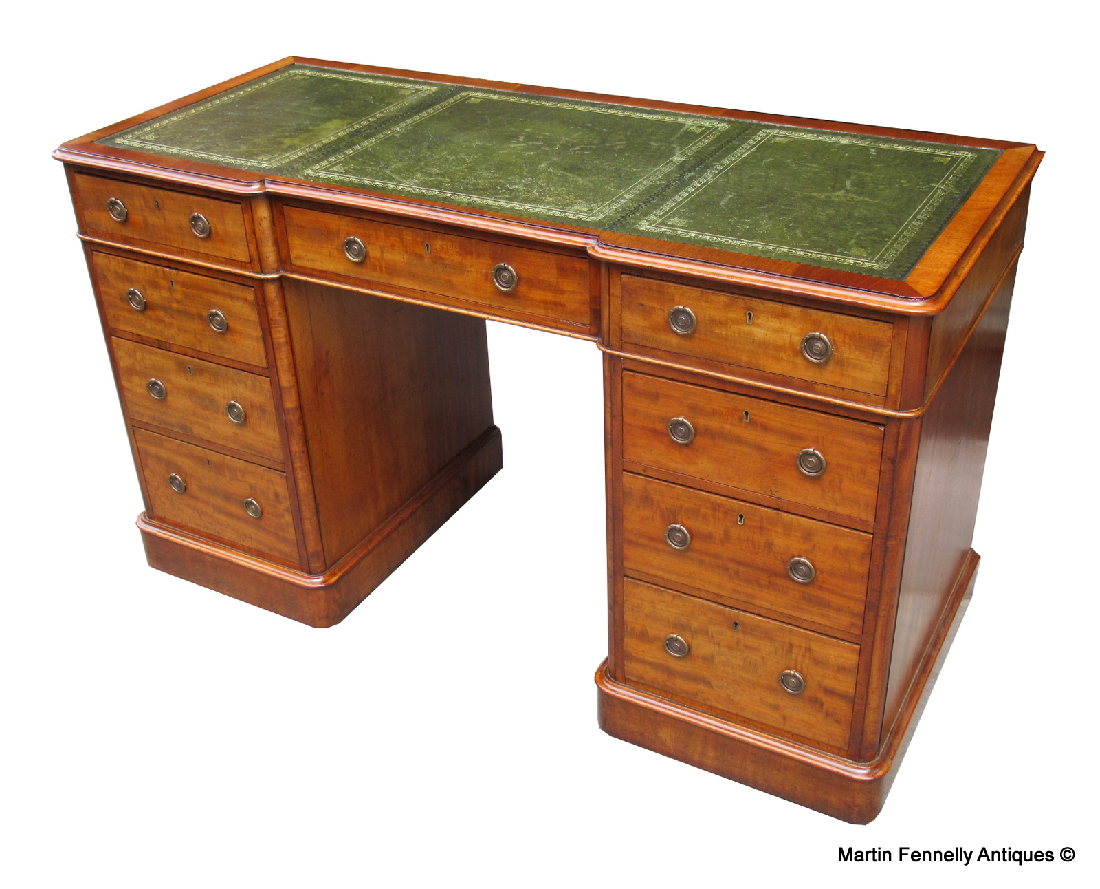 220 Sold Superb Flame Grain Mahogany Early Victorian Twin Pedestal Desk 19thCt - Image 2