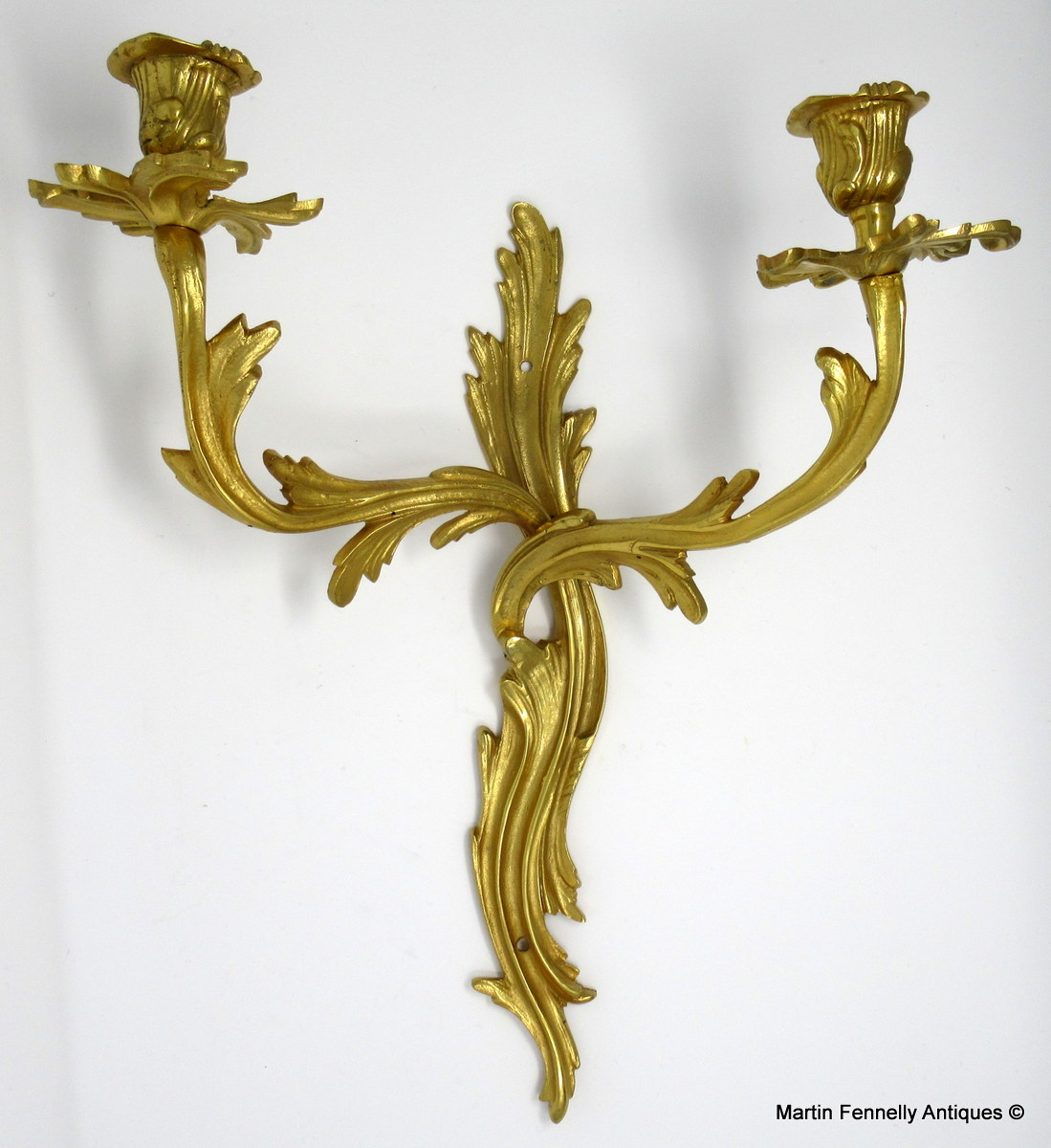 653 Sold Set Four Gilt Bronze French Rococo Wall Lights Appliques late 19thCt - Image 3