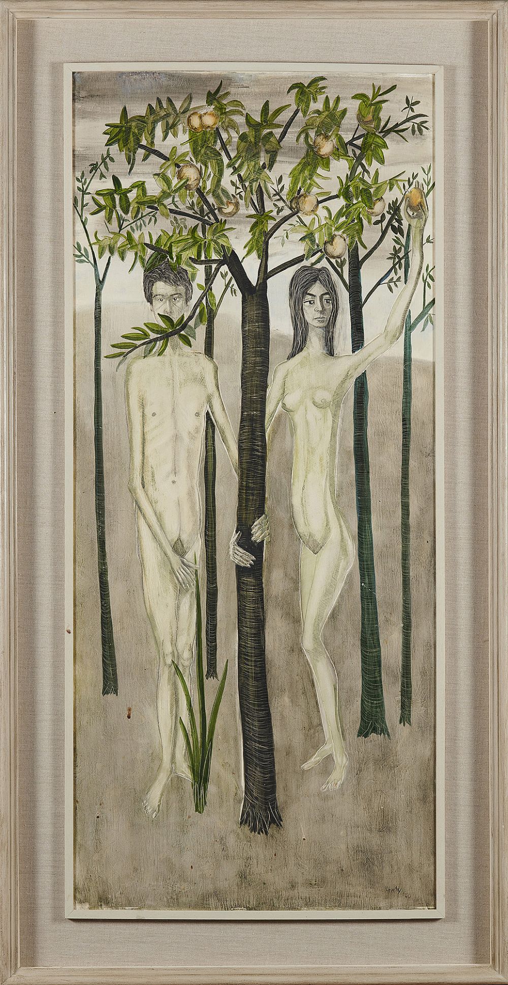 059 Adam and Eve - Reginald Gray - Tempera on Wood Panel - Framed - Image 2