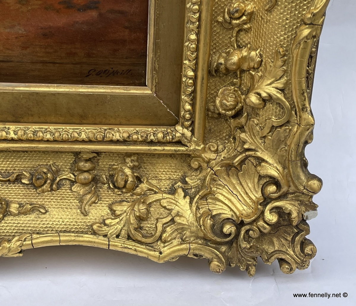 105 Sold George Bernard O'Neill - Oil on Board - Lets Play - Image 3