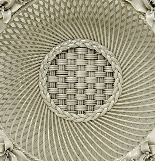 566 Sold Antique Irish Belleek Porcelain Three Strand Basket Centerpiece 1865-1889 Ireland - Image 5