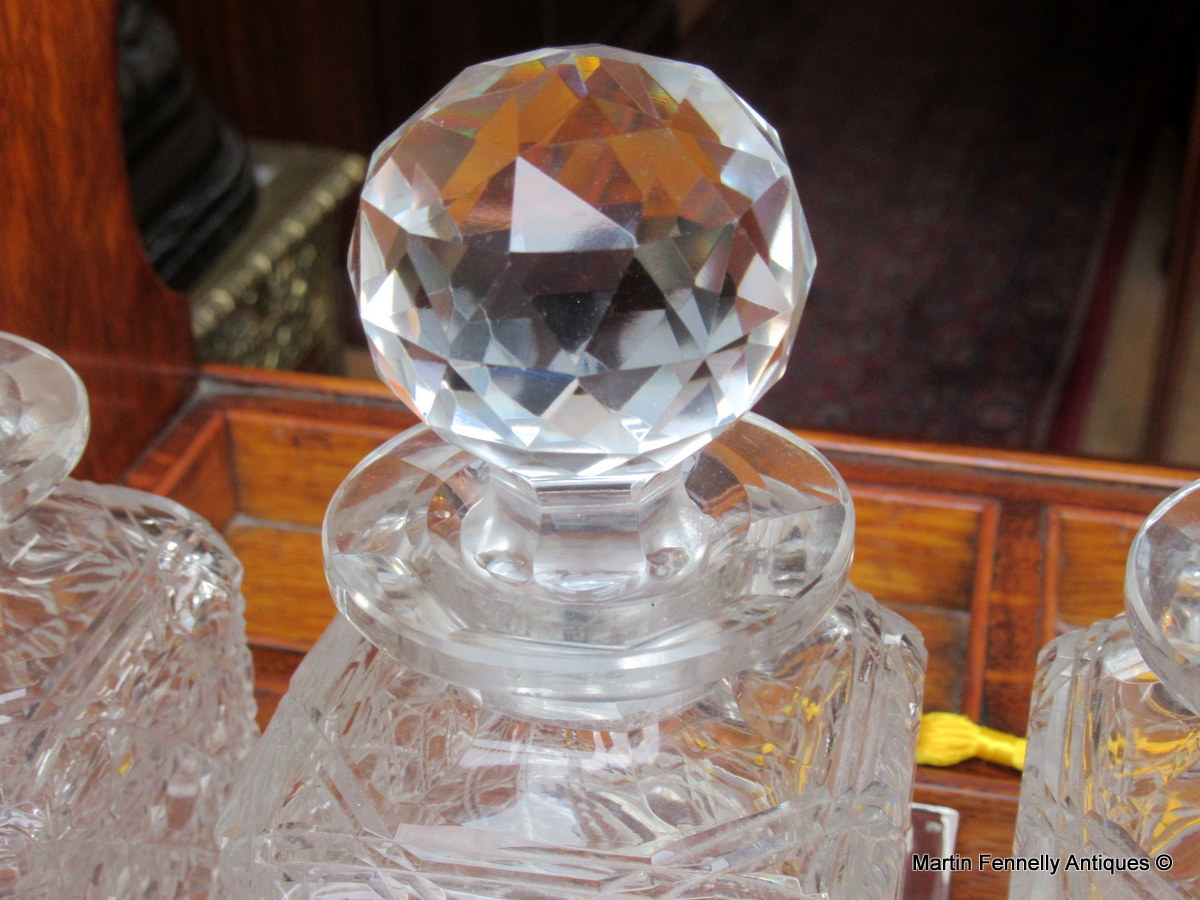 659 Sold Superb Early Victorian Hand Cut Crystal Oak Framed Tantalus 19thCt - Image 6