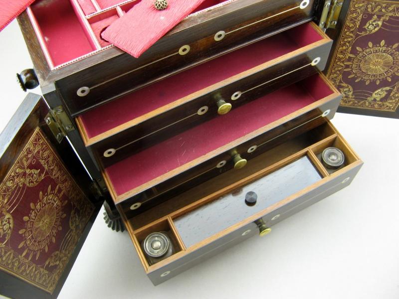 251 Sold Regency Rosewood Mother of Pearl Jewellery Casket 19th Ct - Image 5