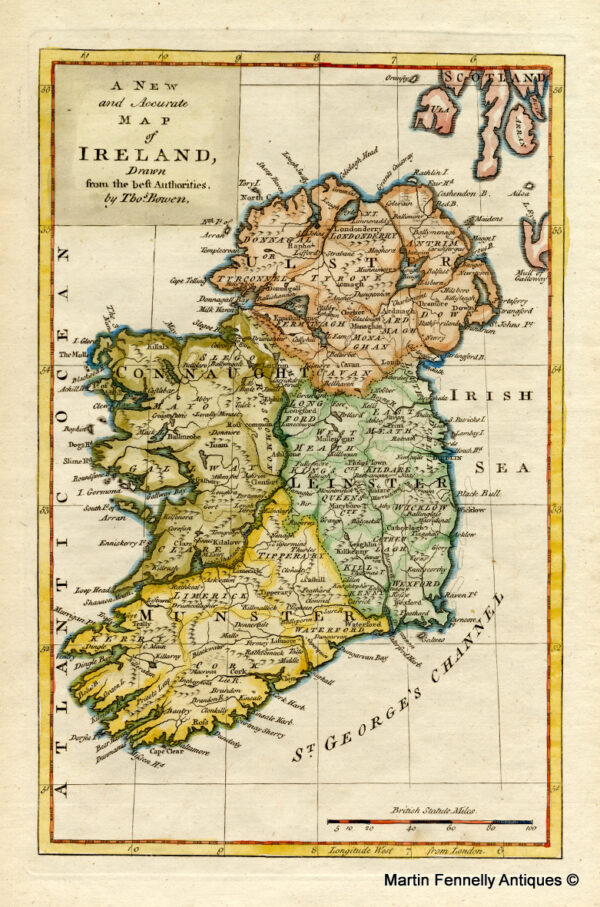 057 Sold Antique Map of Ireland - 1778 - Bowen - English - Original