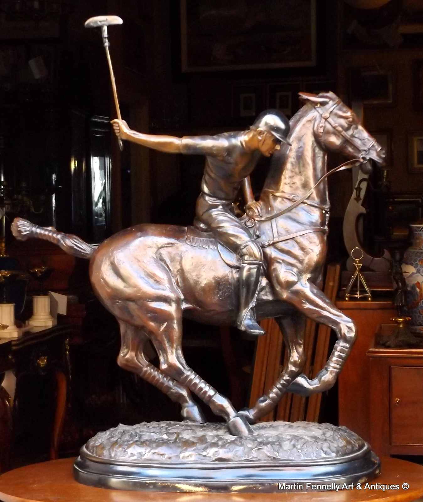 737 Sold Cast Bronze Polo Player and Horse - English - Late 20th Century - Image 2