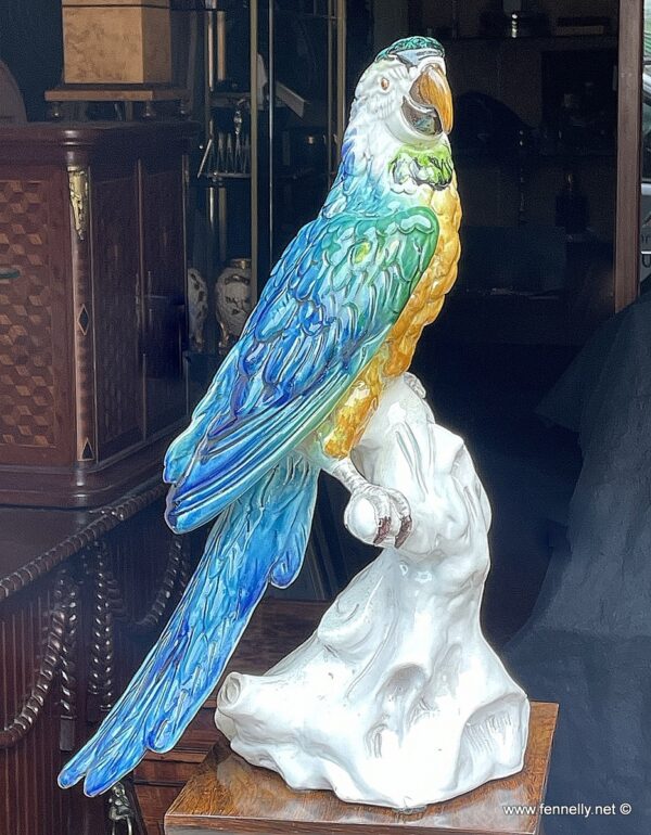 489 Sold Large Italian Majolica Hyacinth McCaw - Circa 1920