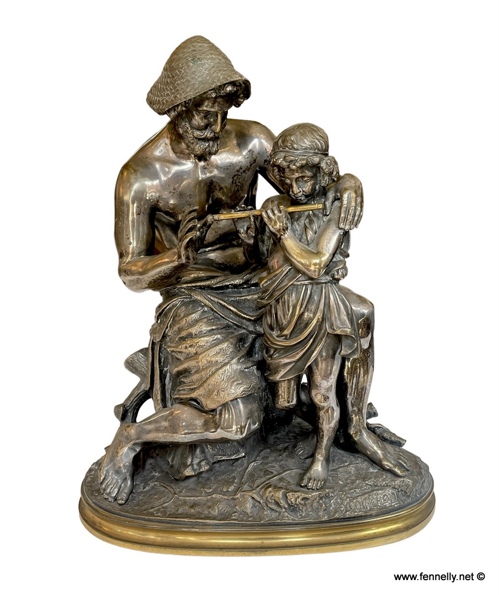 117 Sold Bronze - The Flute Lesson by Jacques Coinchon (1814-1881)