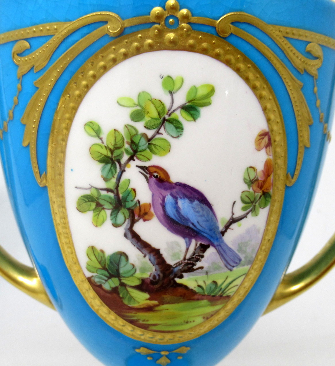 970 Sold Antique Pair Minton Staffordshire Porcelain Vases Centerpieces Birds Turquoise - Image 2