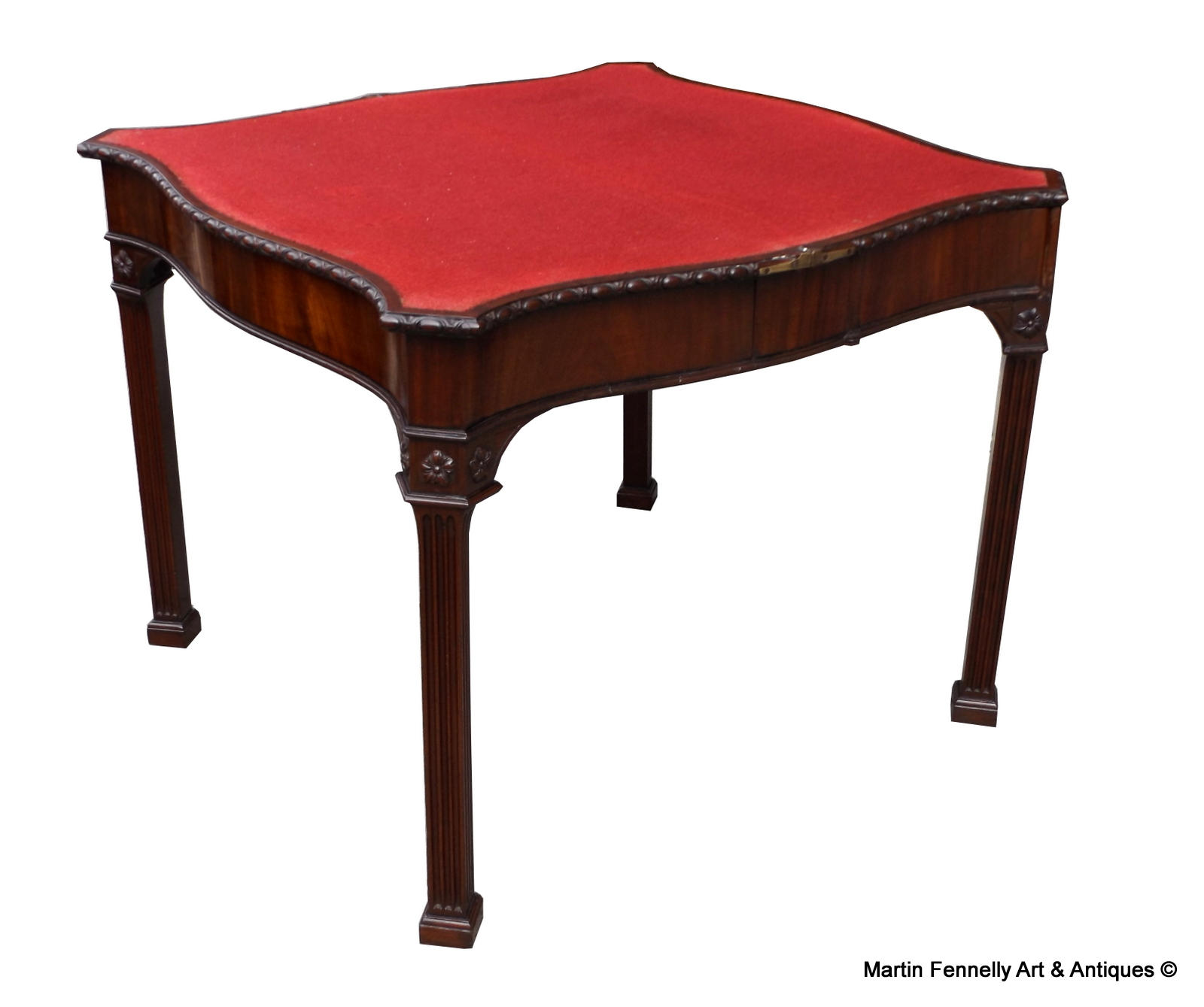 555 Fine George III Mahogany Serpentine Card Table Manner of Wright and Elwick Circa 1760 - Image 4
