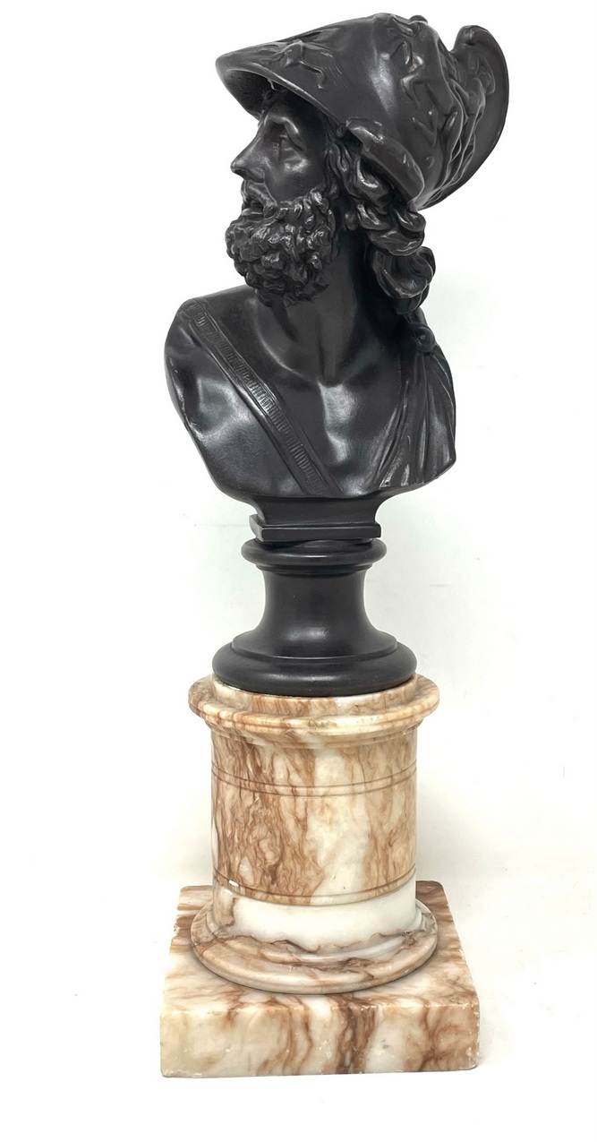 843 Sold Attrib. Benedetto Boschetti Fine Bronzed Male Bust Ajax Greek Mythological Hero