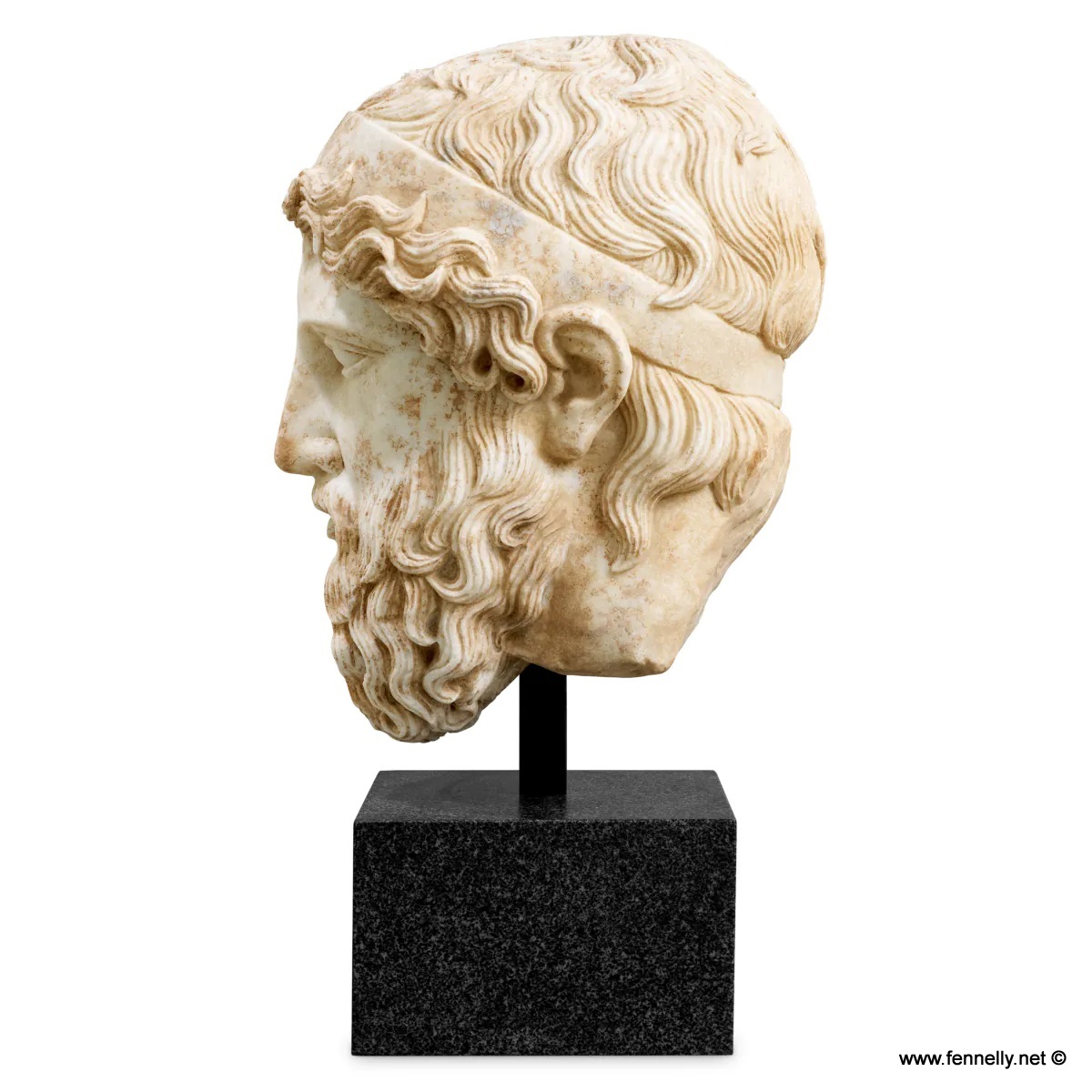 M189 Sold Bust Hermes - Marble and Granite Base - Hand Carved Met-Eichholtz - Image 6