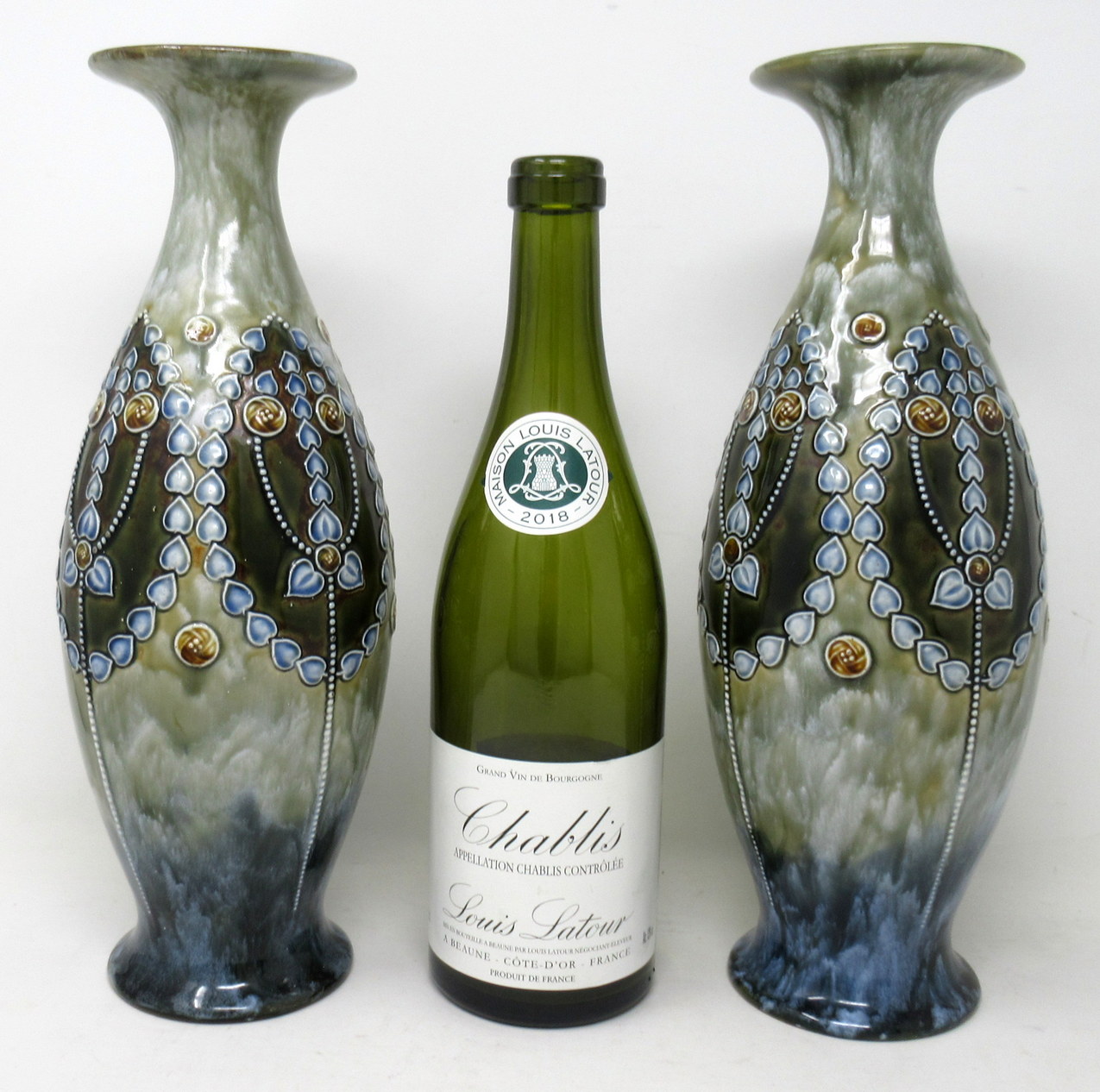 346 Antique Pair English Porcelain Royal Doulton Ceramic Art Nouveau Vases Urns - Image 6