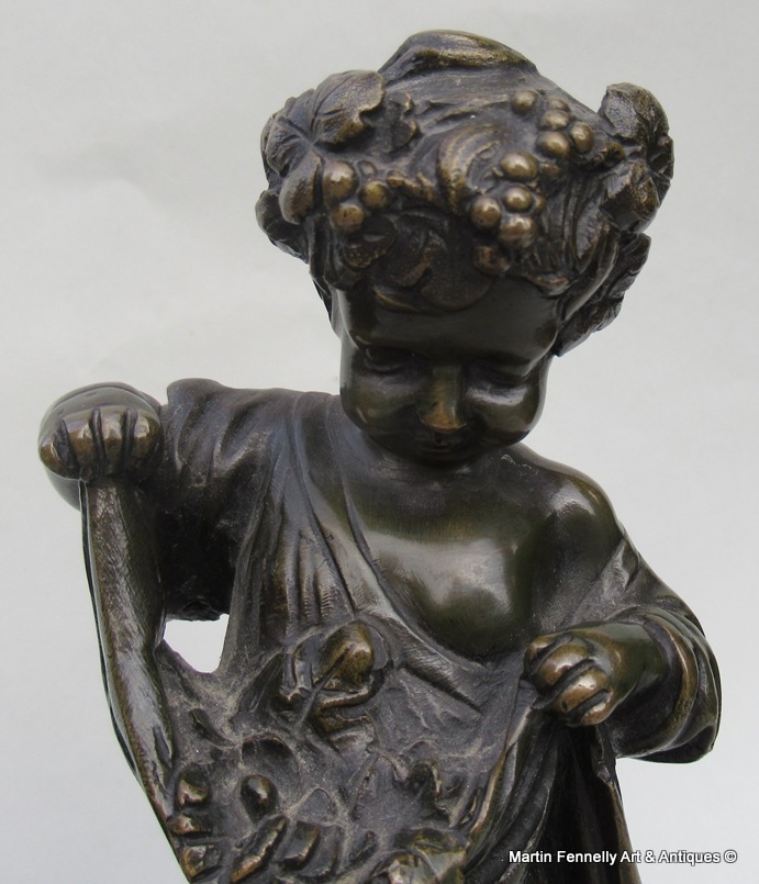 524 Sold Fine Pair French Bronze Cherubs Sienna Marble Bases early 19thCt - Image 5